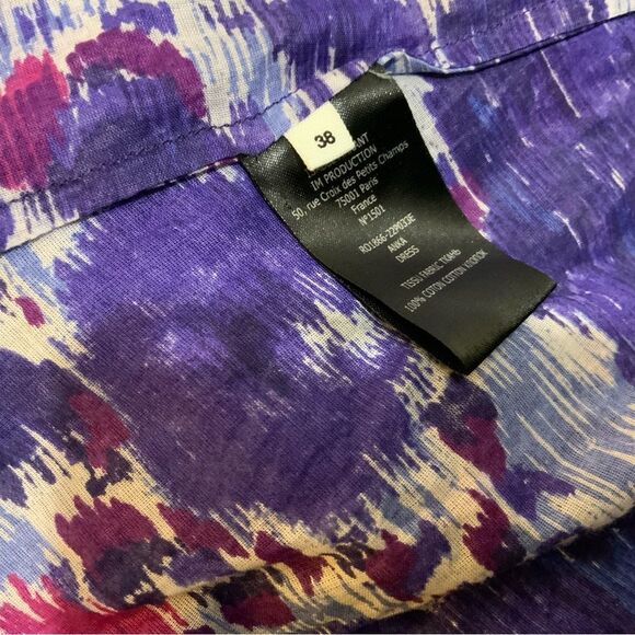 Isabel Marant Etoile Anka Smocked Tiered Cotton Mini Dress Floral Ruffle 38 - Picture 9 of 10